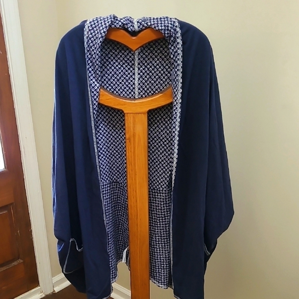 NWT Lucky Brand Navy Blue Kimono/Cape size L/XL
